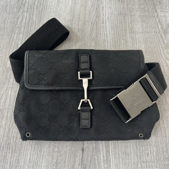 Gucci GG Canvas Jackie Belt Bag Black Canvas - Picture 1 of 10
